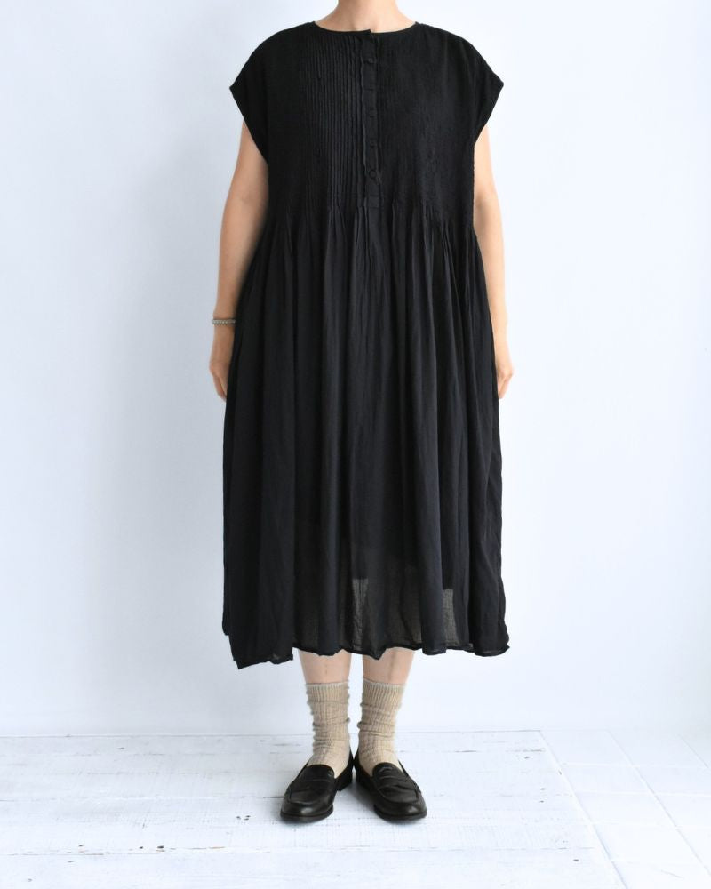 CREW-NECK F/SL DRESS WITH PINTUCK Marine