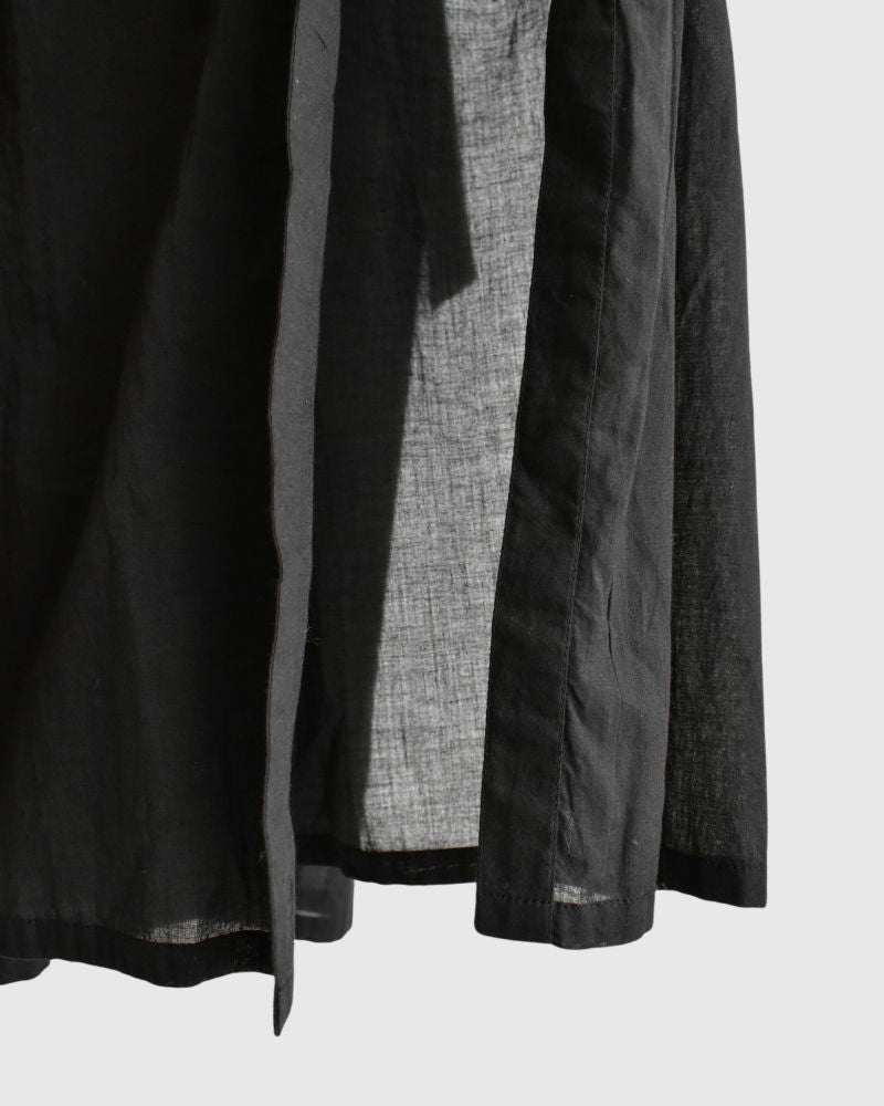 80s ORGANIC VOILE PLAIN MINI PINTUCK CACHE COEUR DRESS Black