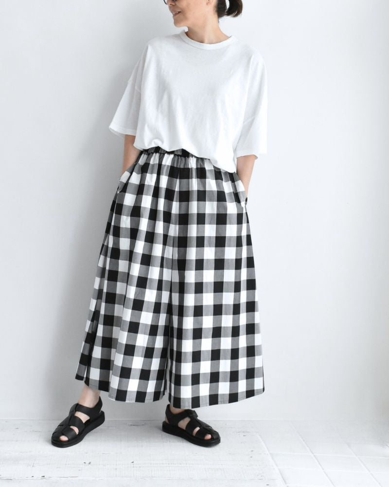 ブロックチェック キュロットパンツ White/Black