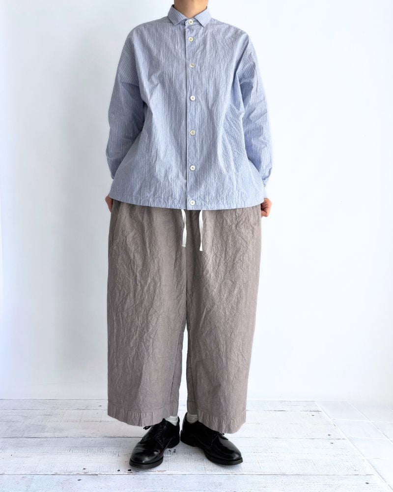 ドロストシャツ White/Sax Stripe