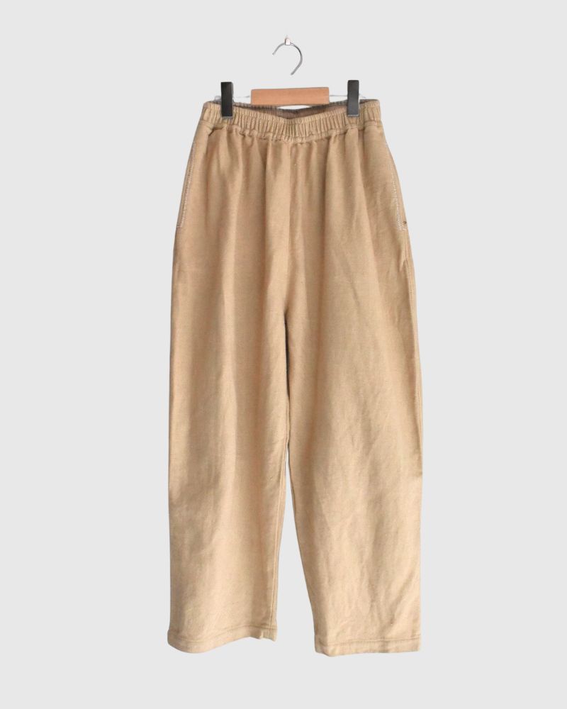手織りウォッシュドツイル ルーズテーパードパンツ LightBeige