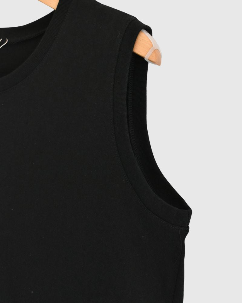 ノースリーブ ドロストTシャツ Black