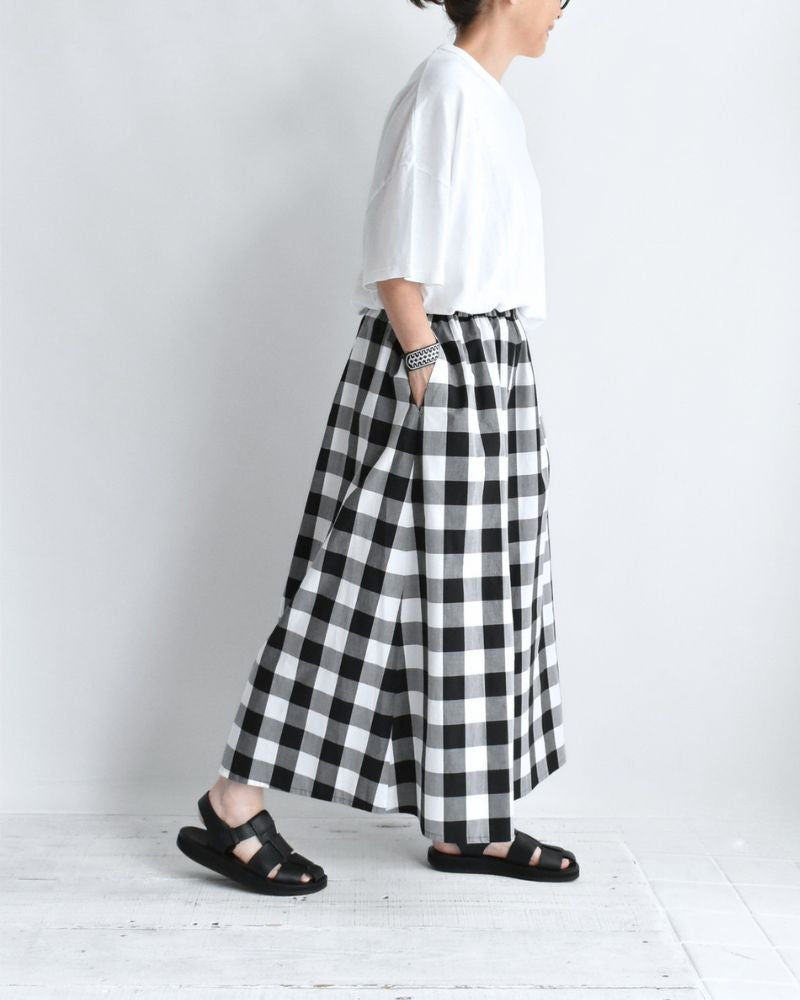 ブロックチェック キュロットパンツ White/Black