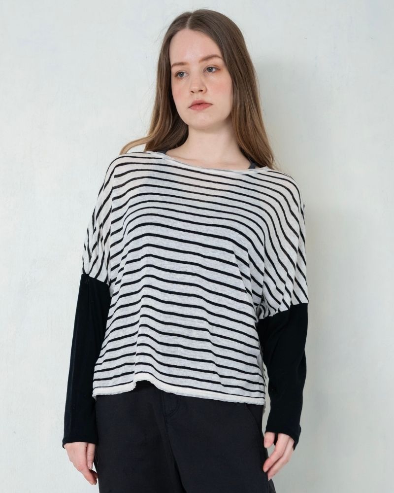 【予約】A/W TT205 カフェテラスのリネンボーダーTee（8月）
