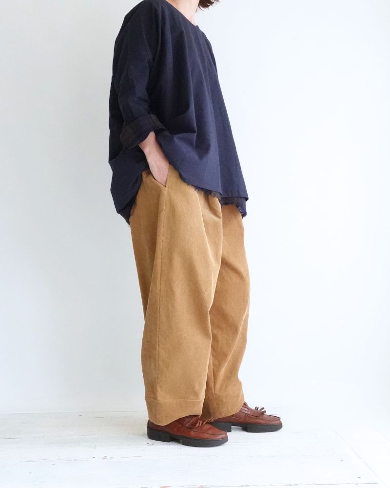 ウールガーゼボイル リバーシブルトップ Navy/Brown