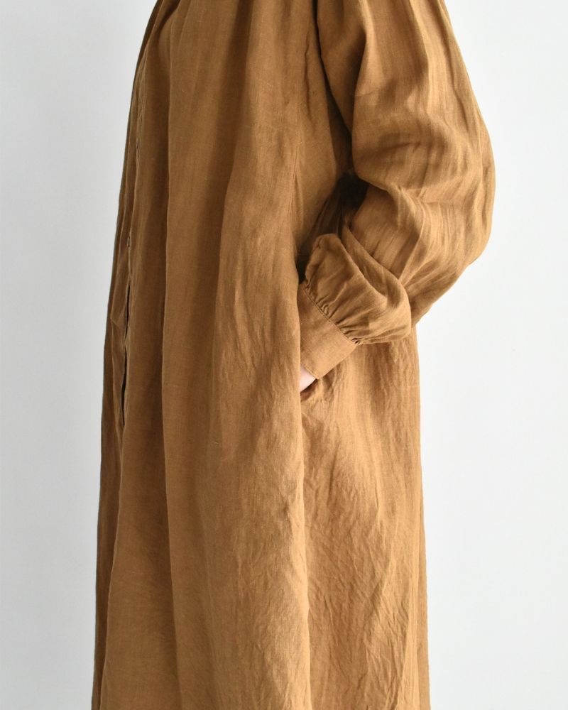 フレンチリネン ドレス Camel
