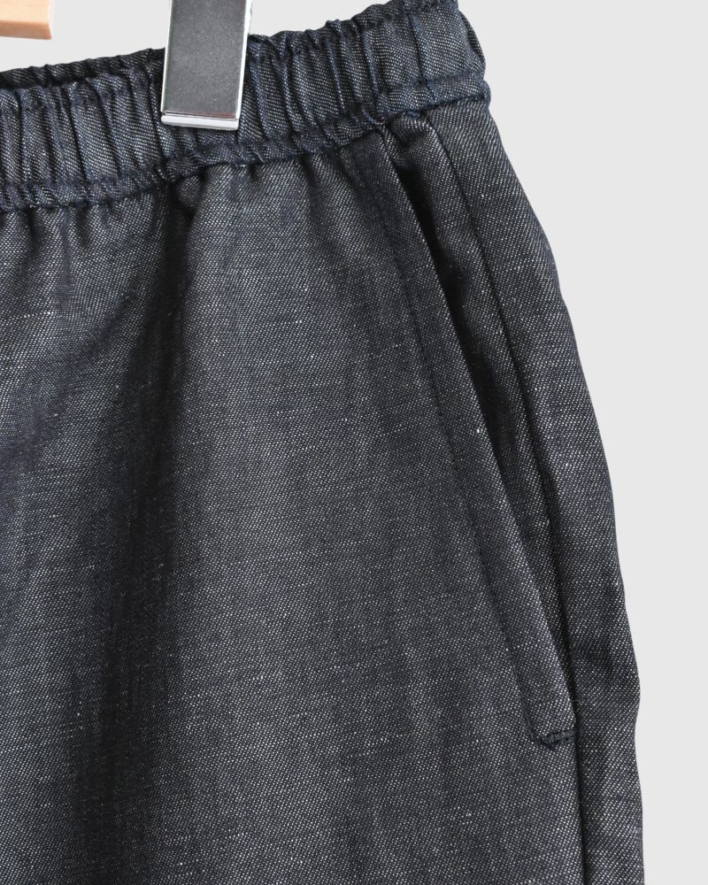 COTTON/LINEN DENIM EASY TAPERED PANTS Navy