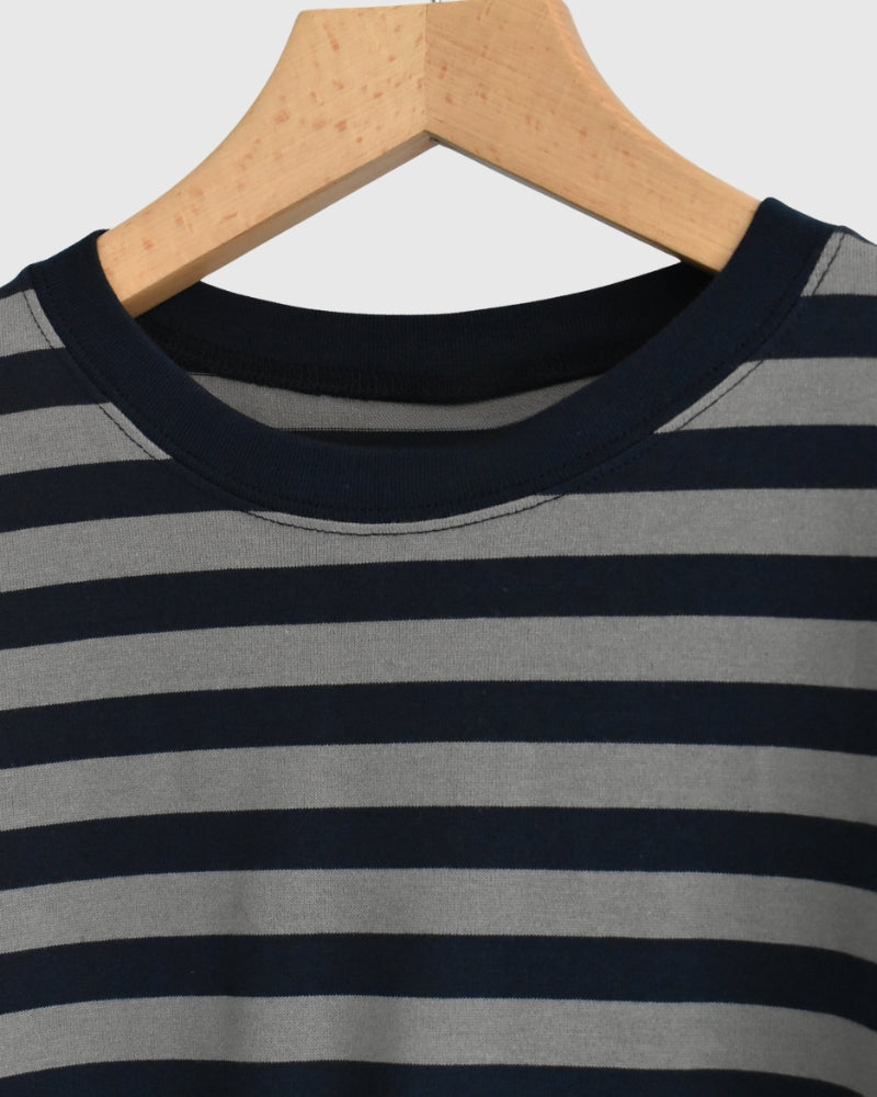 タック コクーンTシャツ Gray/Navy Border