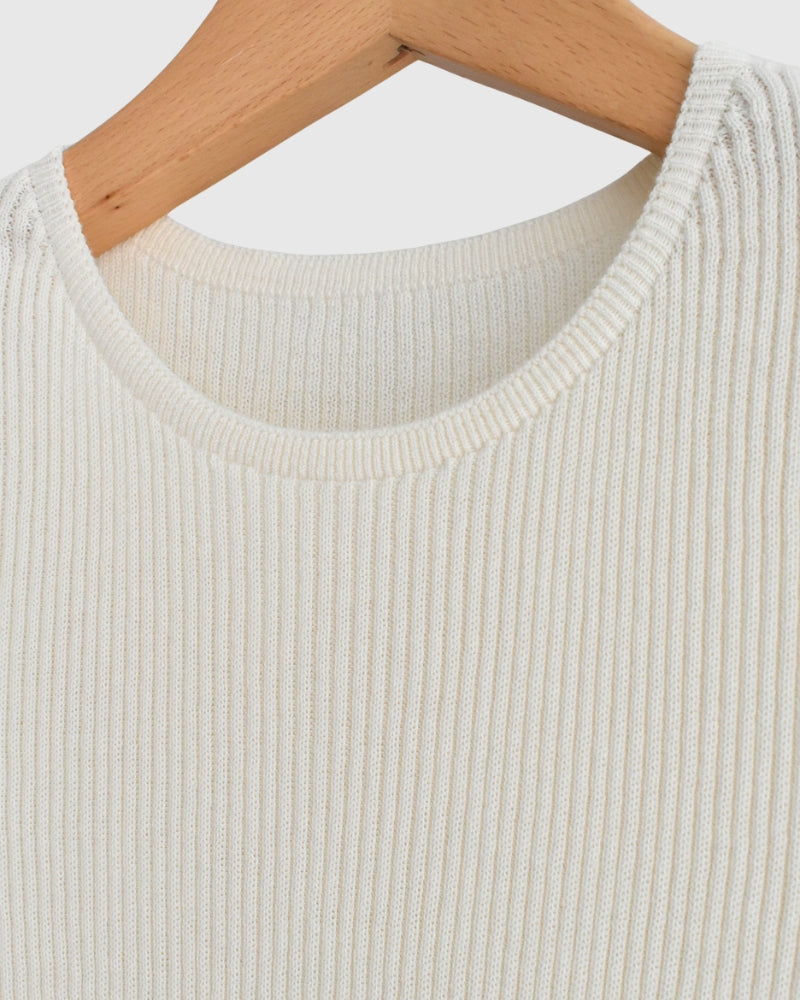 JAPAN WHOLEGARMENT リブニットプルオーバー Ivory
