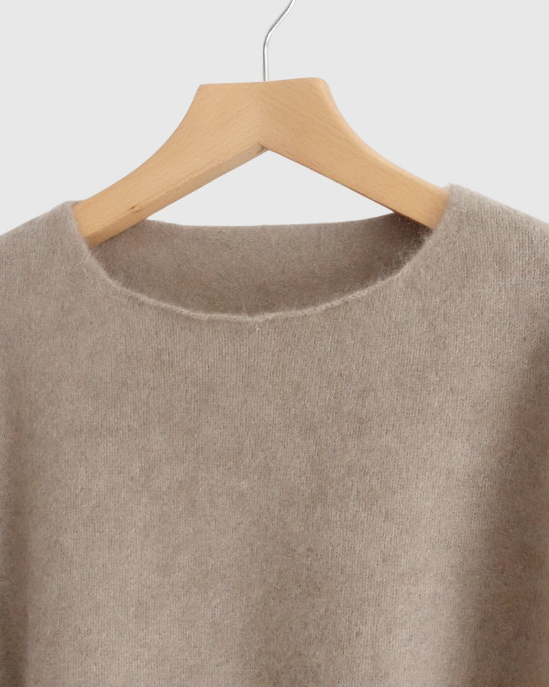 ラクリッチ クルーネックニットプルオーバー Natural