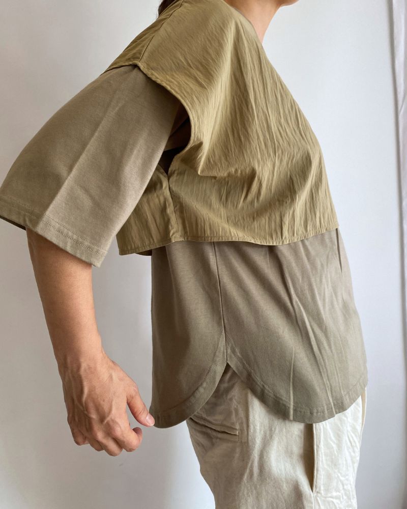 【sale】LAYERED TOPS 'HABOI' Khaki Beige
