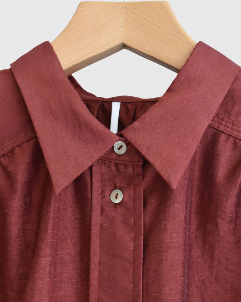 シアーボリュームブラウス RedBrown