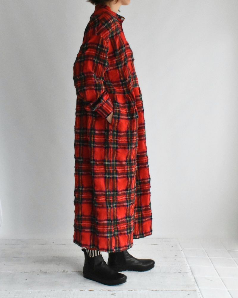 コットンウール タータンチェックドレス Red