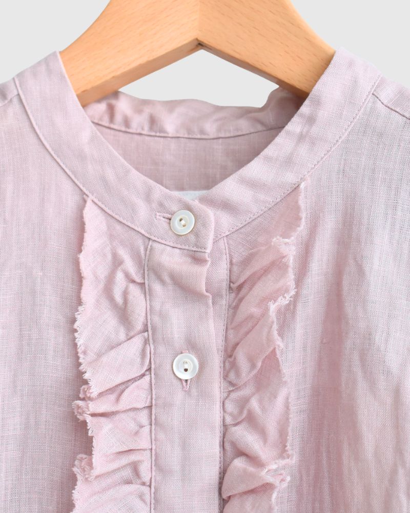 リネンフリル ノースリーブブラウス AshPink