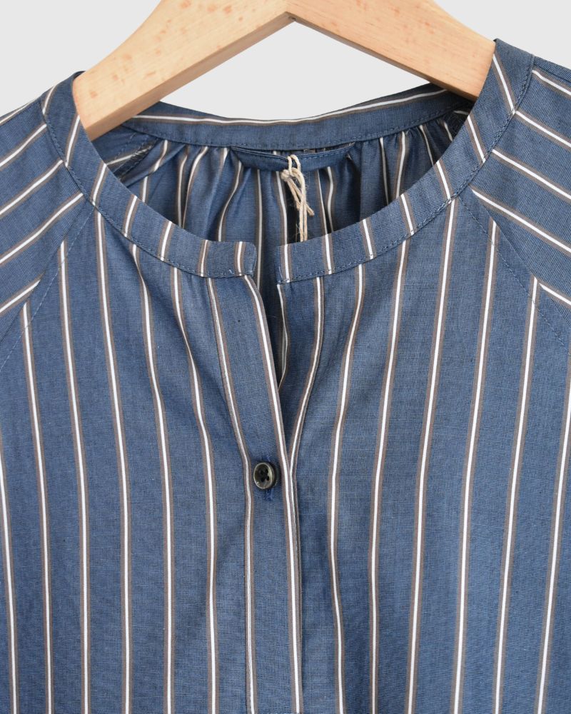 バルーンスリーブ ミディワンピース NavyStripe