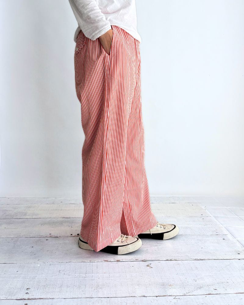 POPLIN STRIPE EASY PANTS OrangeStripe