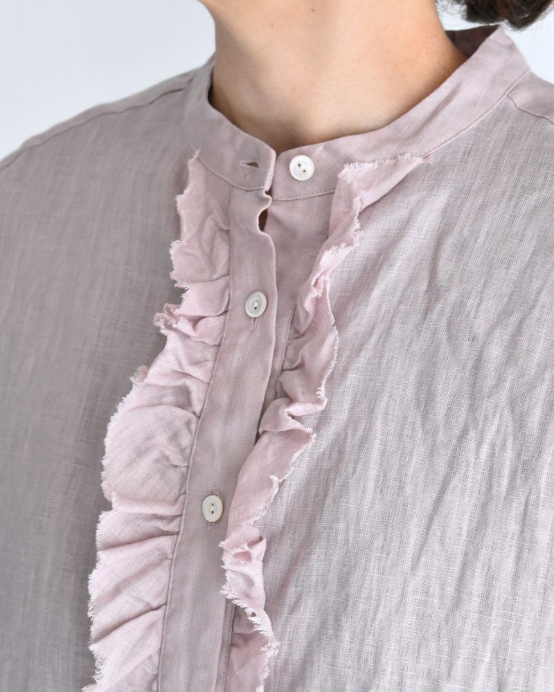 リネンフリル ノースリーブブラウス AshPink