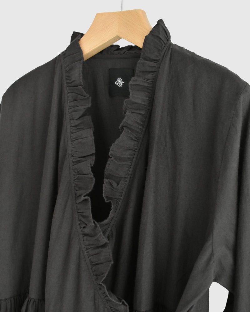 TWILL COTTON KHADI PLAIN FRILL CACHE COEUR Charcoal