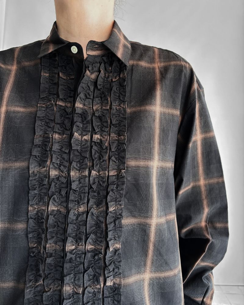 DORIS-W フリルブラウス BrownCheck