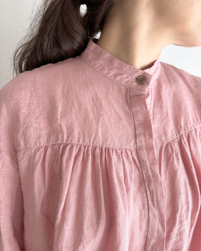 Linen Gather Shirt Pink