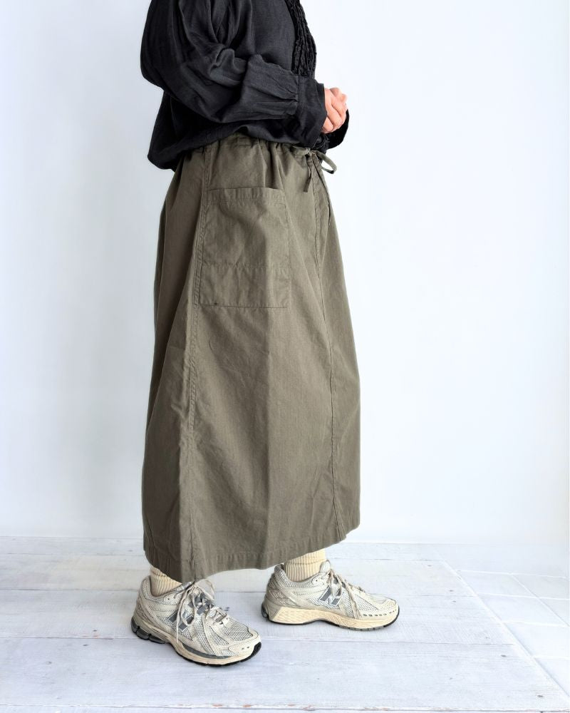 COTTON HERRINGBONE WASH EASY SKIRT KhakiHerringbone