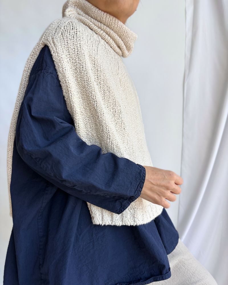 3GG TURTLE NECK PONCHO Natural