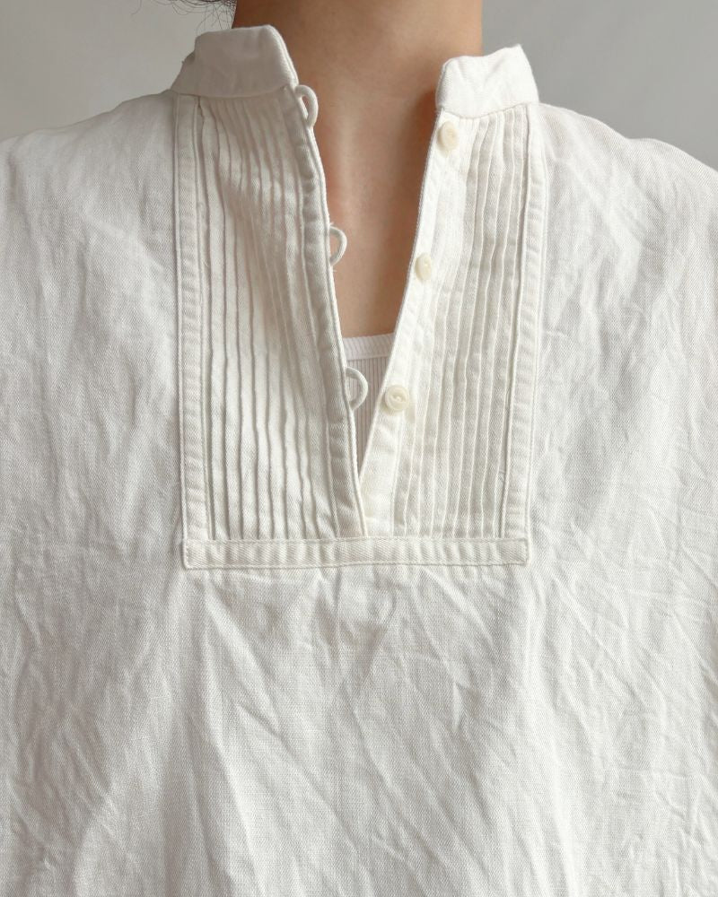 ANTIQUE PIN TUCK PULL SHIRT WhiteDenim