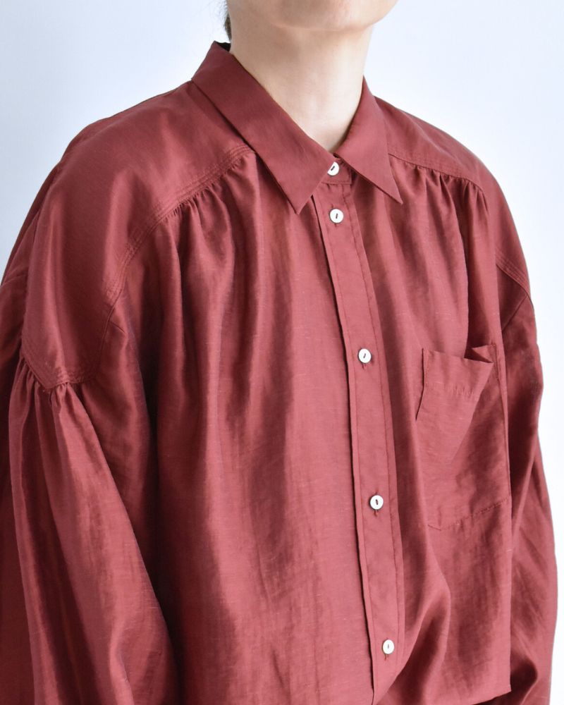 シアーボリュームブラウス RedBrown