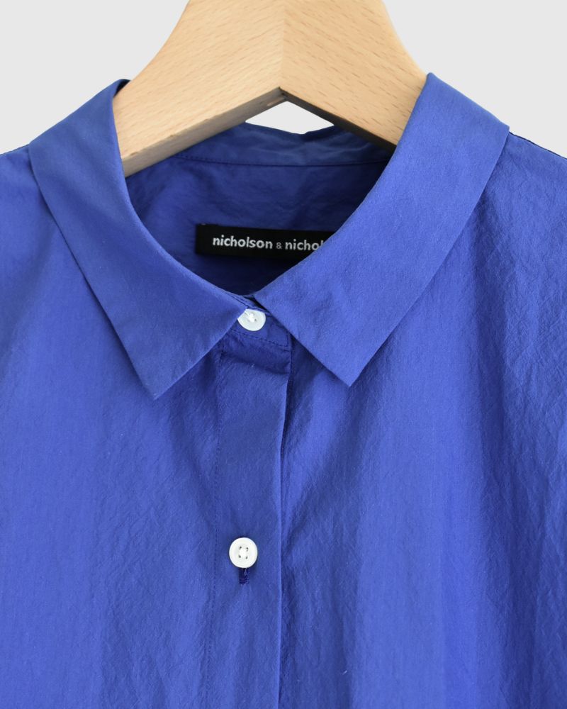 TENDER-W バックギャザーフレンチスリーブブラウス Blue