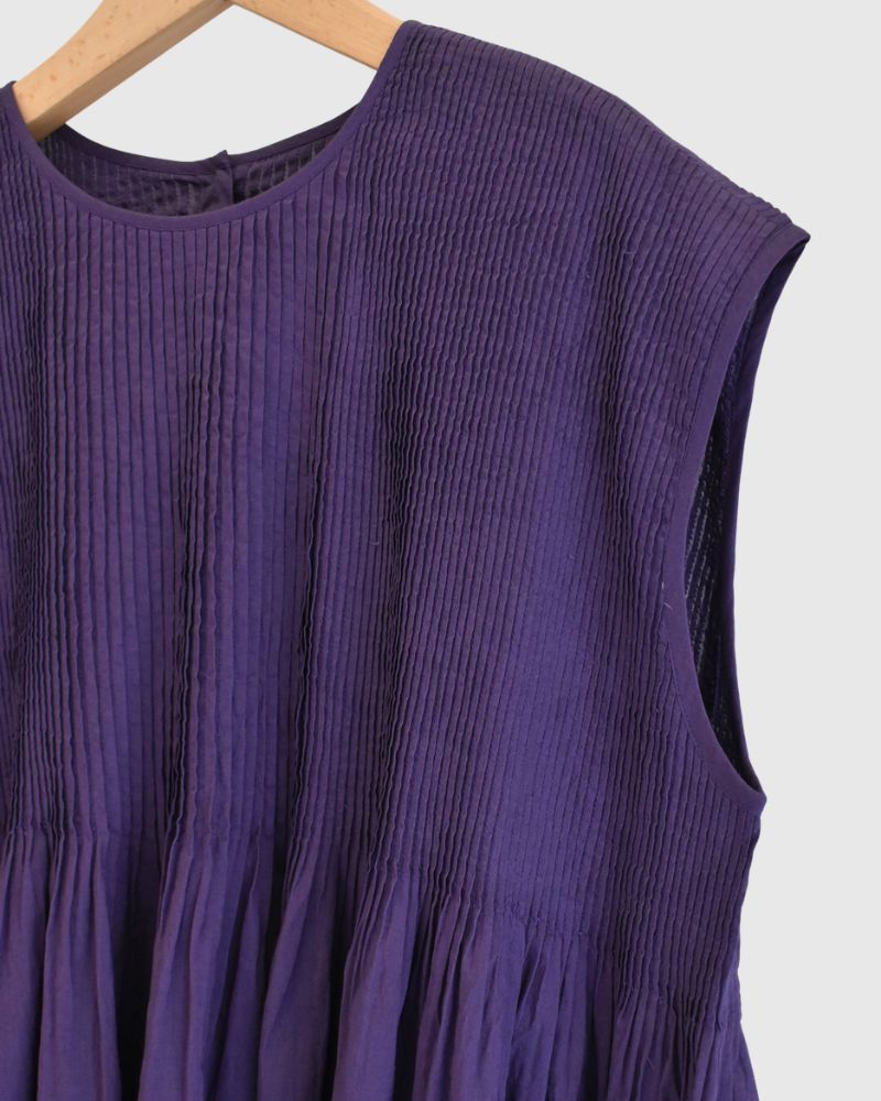 CREW-NECK F/SLEEVE SHIRT WITH MINI PINTUCK Purple