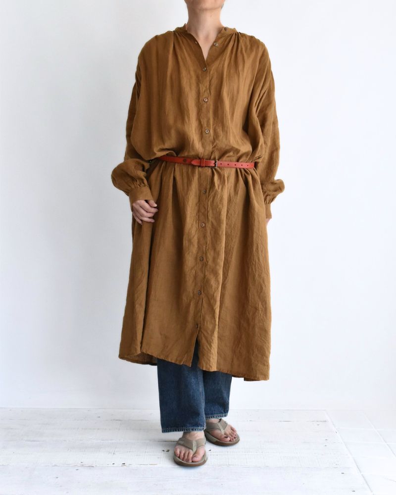 フレンチリネン ドレス Camel