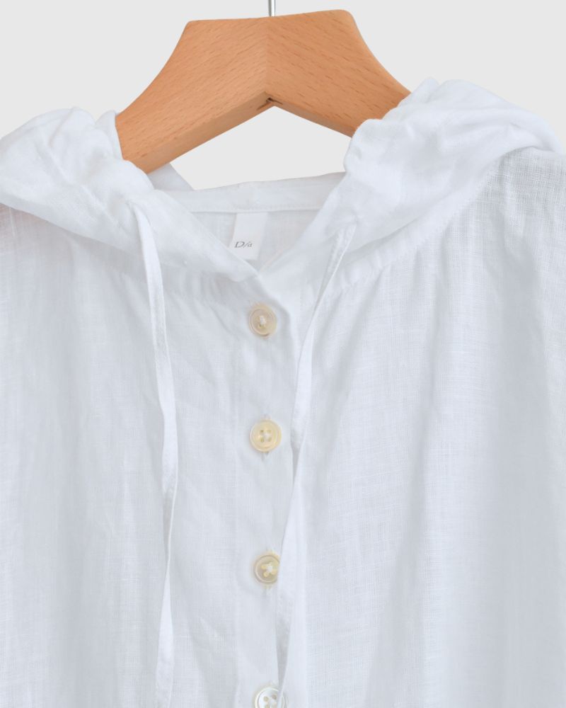 フーディシャツ（LINEN） White