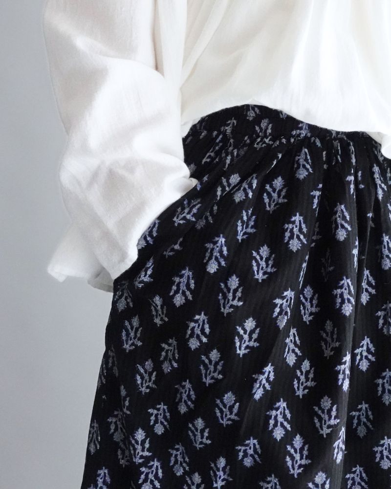 GATHERED SKIRT WITH LINING Black