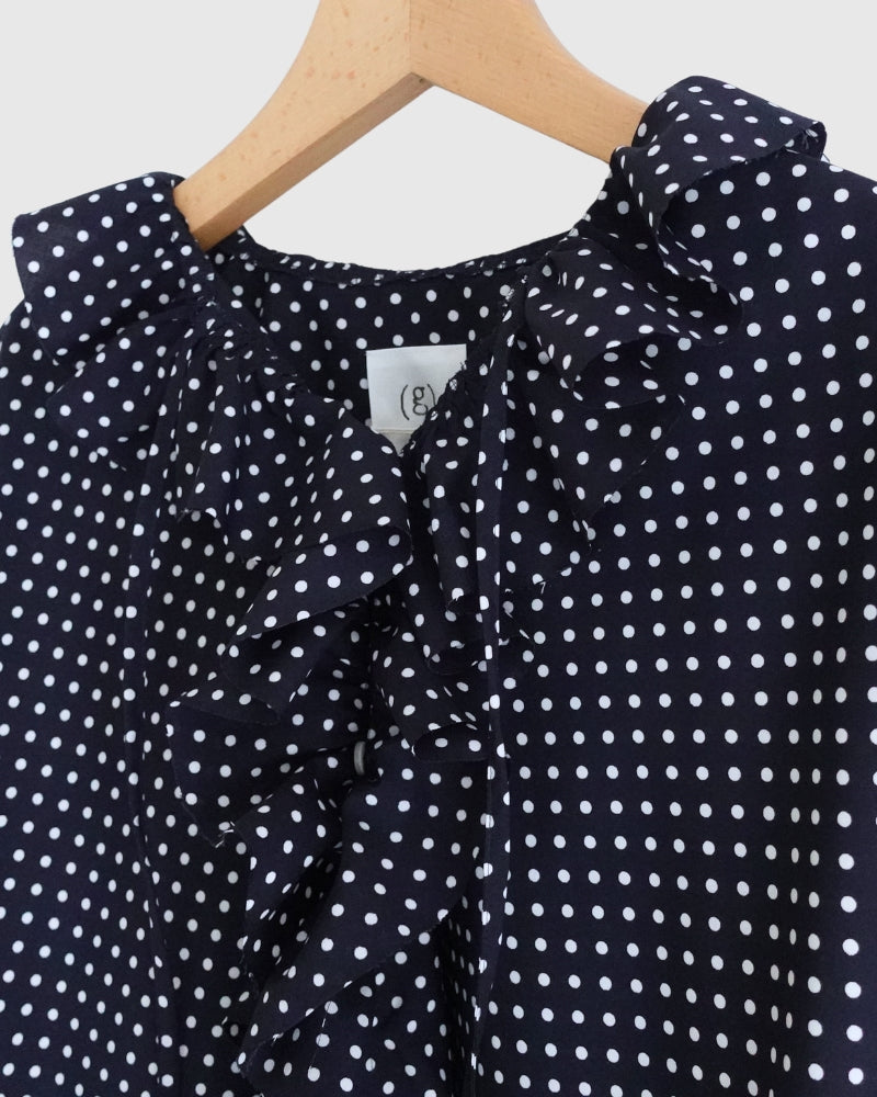 ドットフリルブラウス Navy