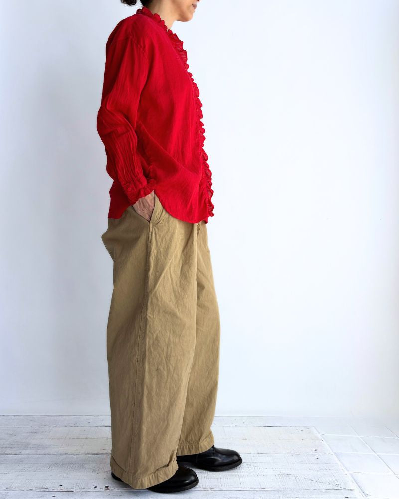 FRILL COLLAR SHIRTS DeepRed