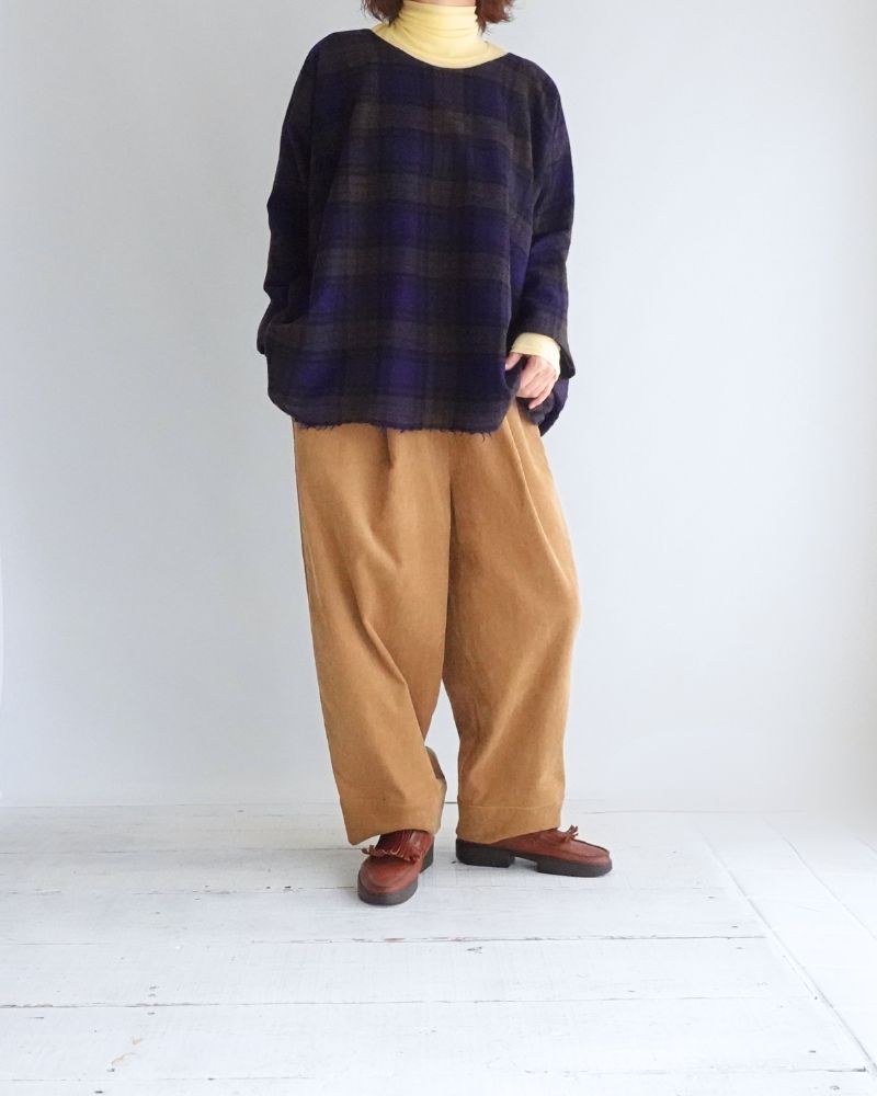 ウールガーゼボイル リバーシブルトップ Navy/Brown