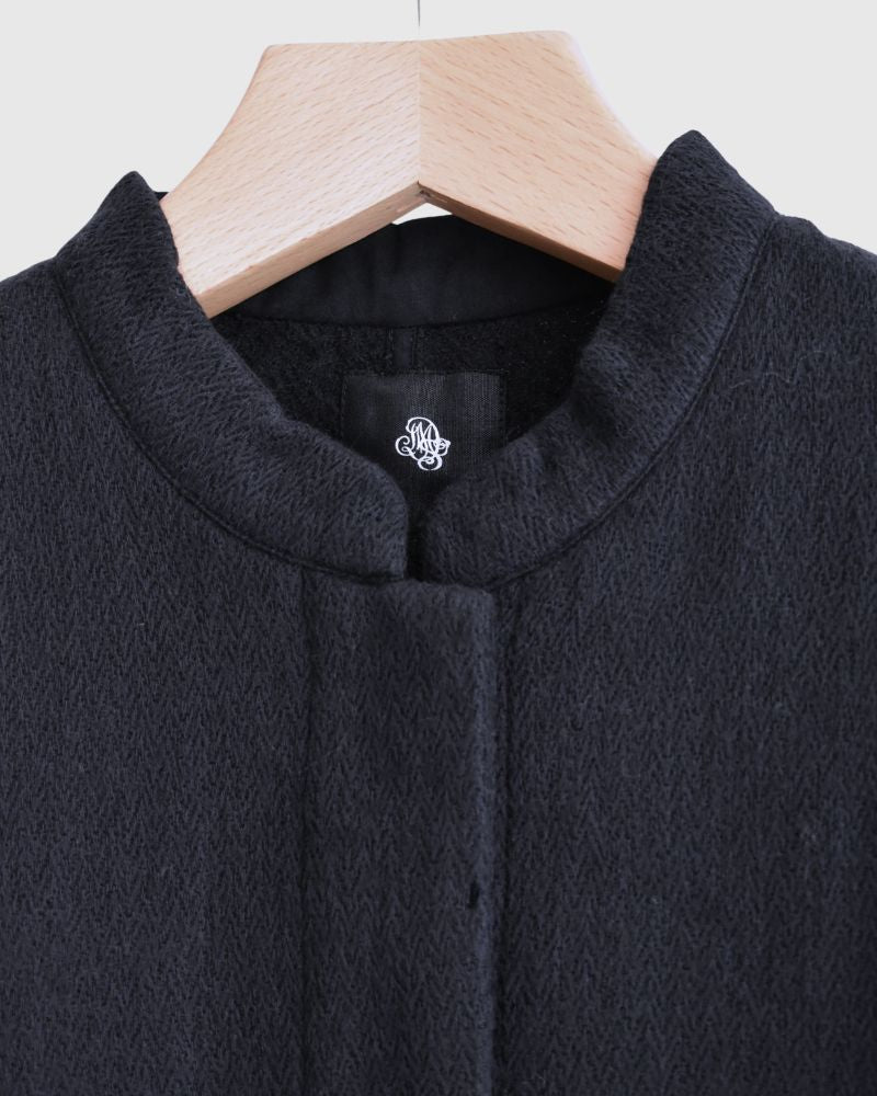 STAND COLLAR FLY FRONT JACKET Navy