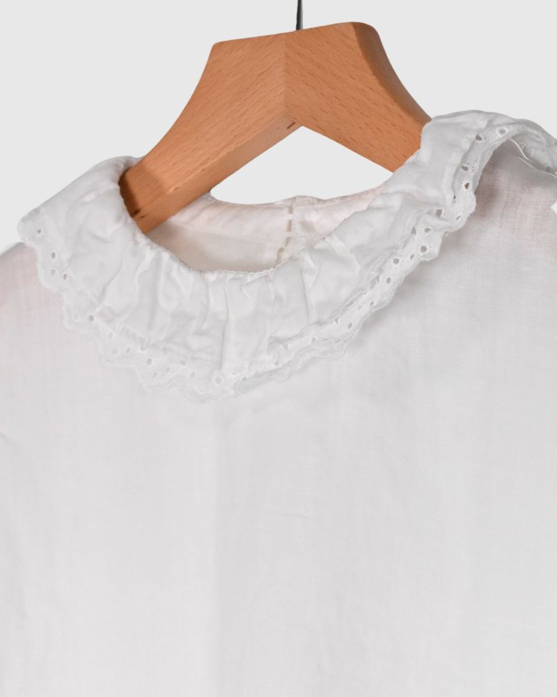 DOUBLE FRILL SCALLOPED COLLAR BLOUSE PureWhite