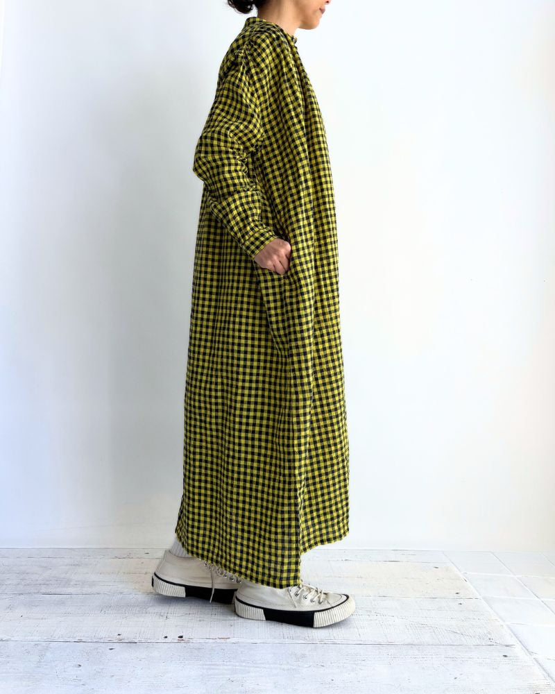 ギンガムチェック ドレス Yellow