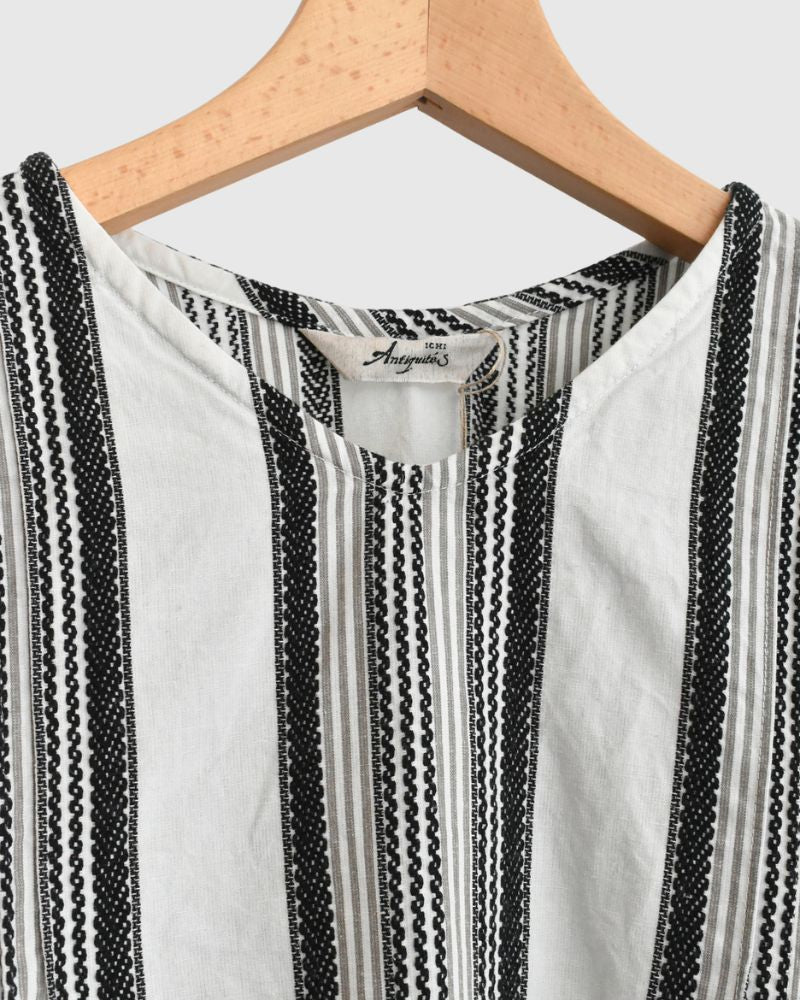 ジャガードストライプシャツ White/Black