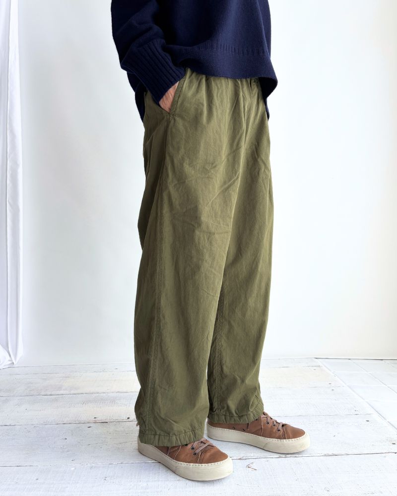 40s ORGANIC POPLIN (OVERDYE) EASY PANTS ArrasGreen