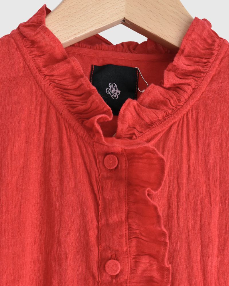 FRILL COLLAR SHIRTS DeepRed