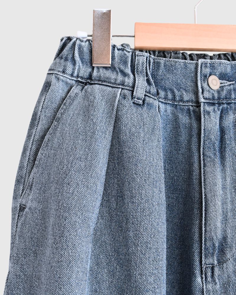 裾デザインコクーンシルエットデニム 'SAFY' LightIndigo