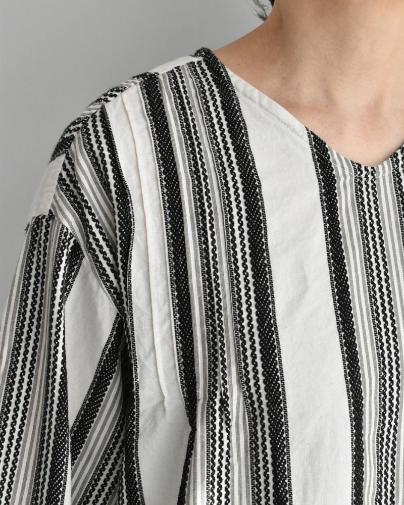 ジャガードストライプシャツ White/Black