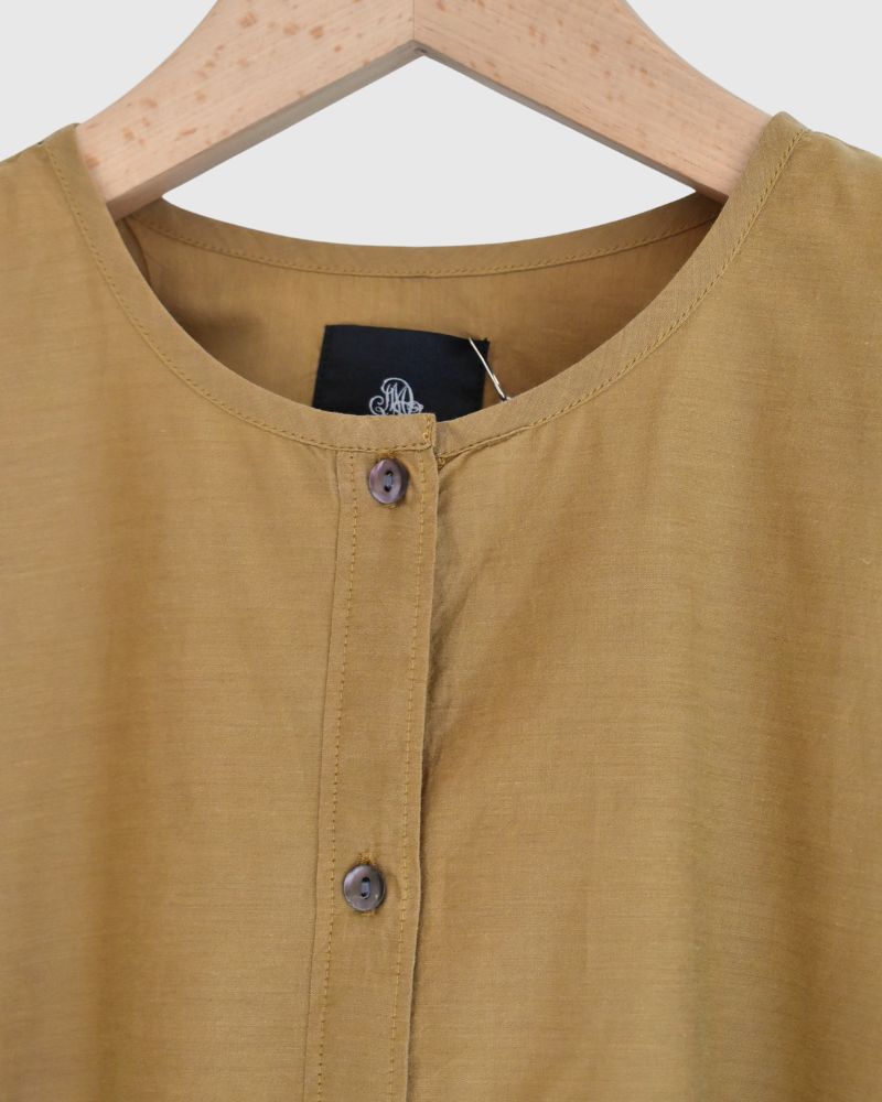BANGALORE COTTON/SILK PLAIN PULLOVER SHIRT MustardYellow