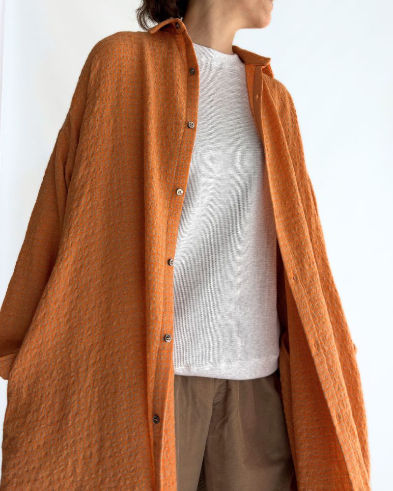 ウールコットン ギンガムドレス Orange/Mocha