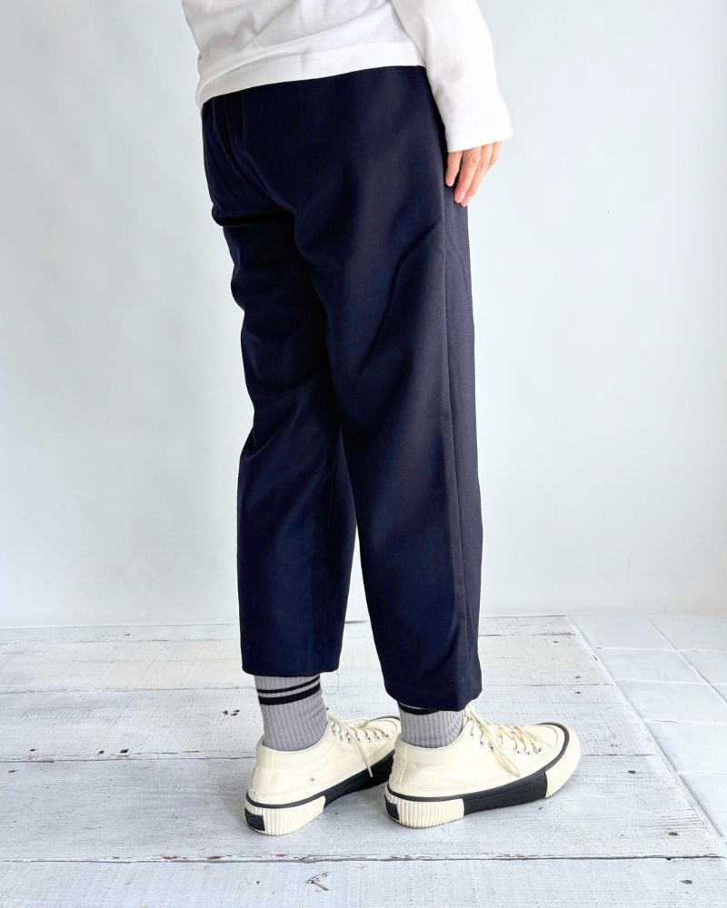 WOOL FLANNEL EASY TAPERED PANTS Navy