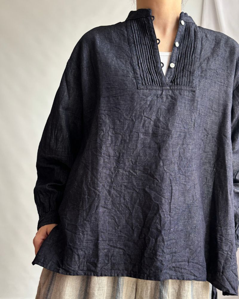 ANTIQUE PIN TUCK PULL SHIRT Indigo