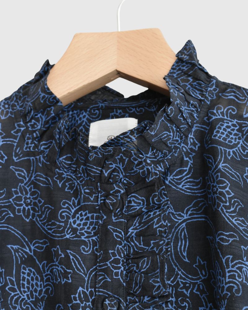 FRENCH/SL FRILL COLLAR SHIRTS Navy/Blue