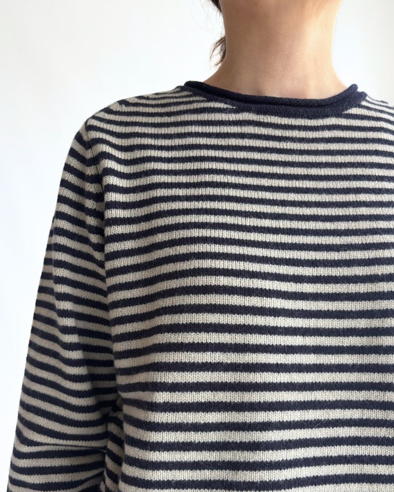 ボーダーニットプルオーバー Pebblegray/Navy